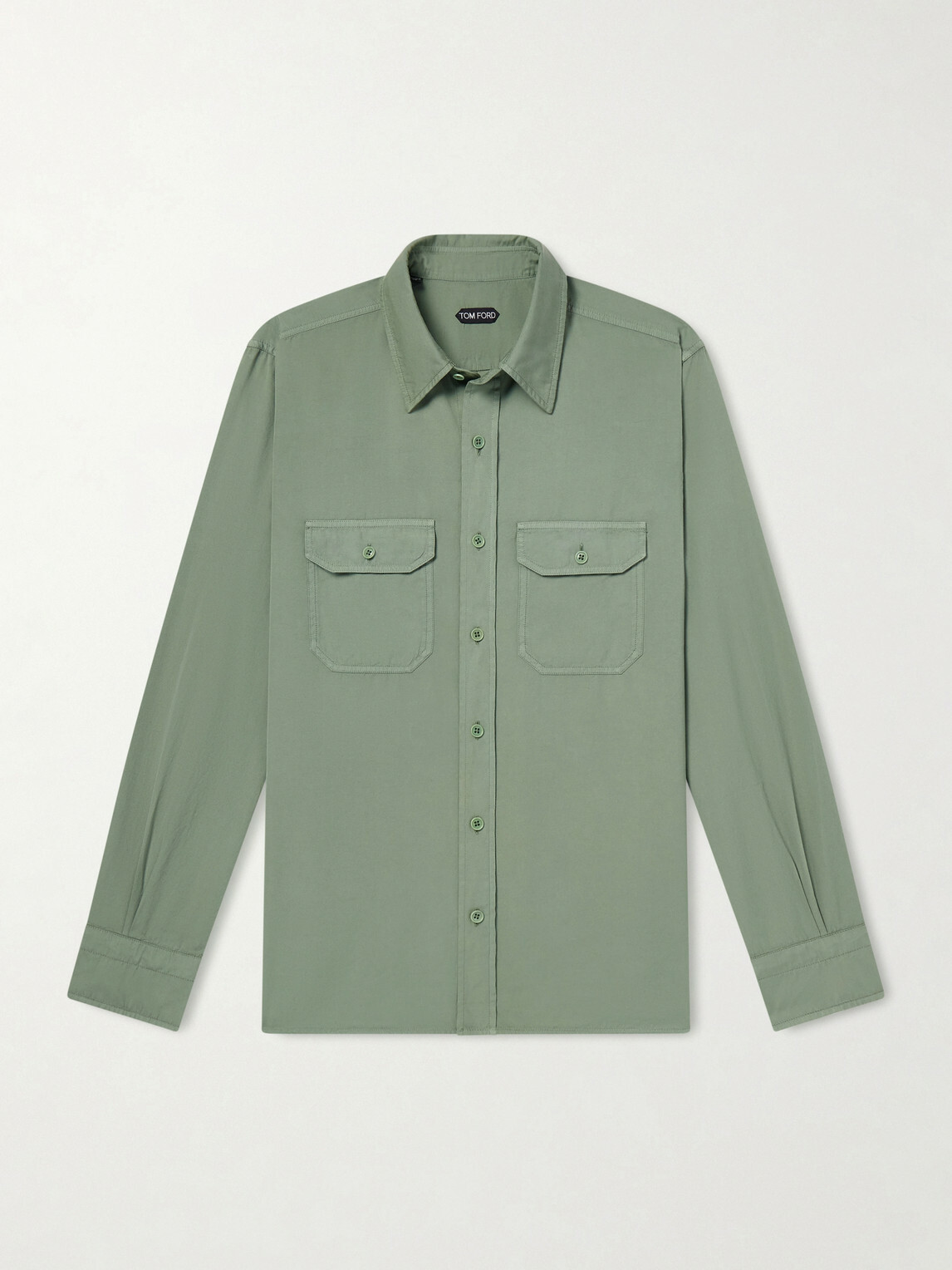 TOM FORD - Cotton and Silk-Blend Shirt - Green