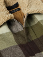 Rag & Bone - Lane Checked Wool-Blend Felt, Corduroy and Faux Shearling Jacket - Green