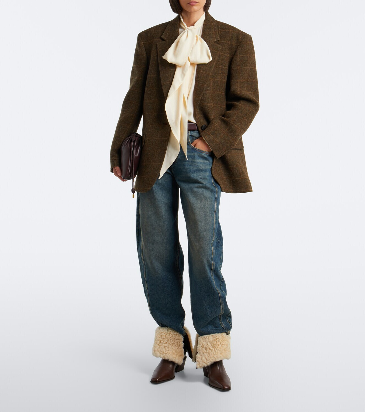 Paris Texas Bettina leather and shearling ankle boots