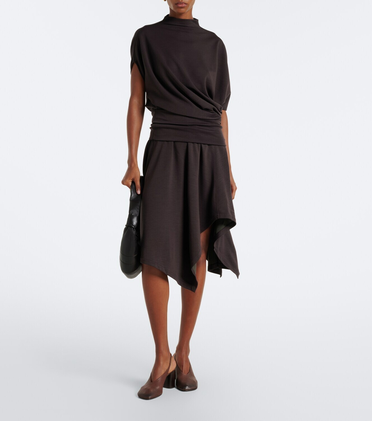 Lemaire Gathered wool-blend dress