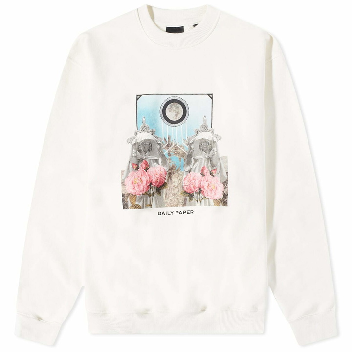 Photo: Daily Paper Men's Palmiro Graphic Crew Sweat in Egret White