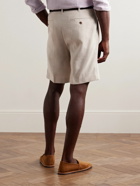 Dunhill - Straight-Leg Pleated Linen Bermuda Shorts - Neutrals
