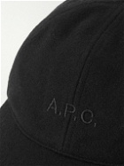 A.P.C. - Charlie Logo-Embroidered Wool-Blend Baseball Cap - Black