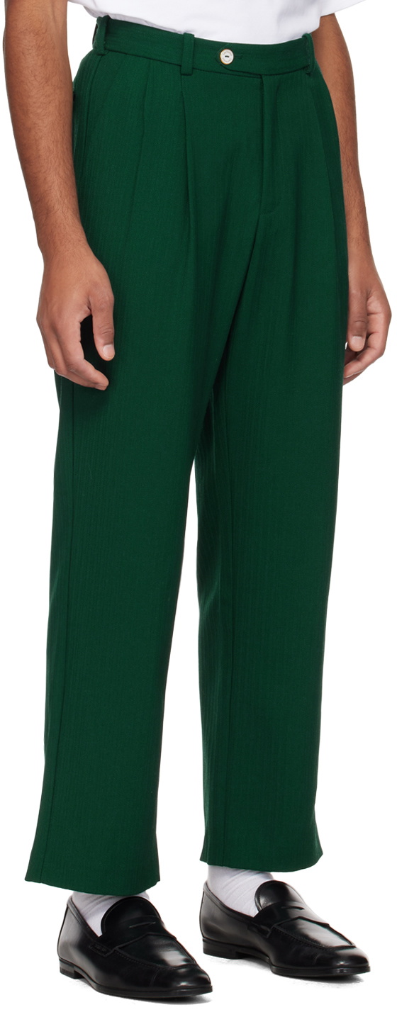 Late Checkout Green Pleated Trousers