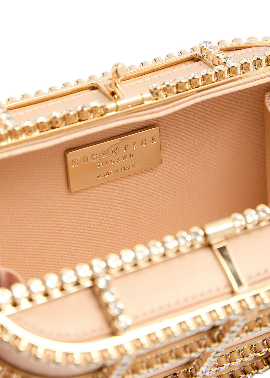 Rosantica Mini Shell Flat Crystal-embellished Satin Clutch - Gold - One Size