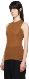 AURALEE Brown Super High Gauge Sheer Tank Top