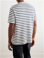 Mr P. - Striped Open-Knit Organic Cotton T-Shirt - Blue
