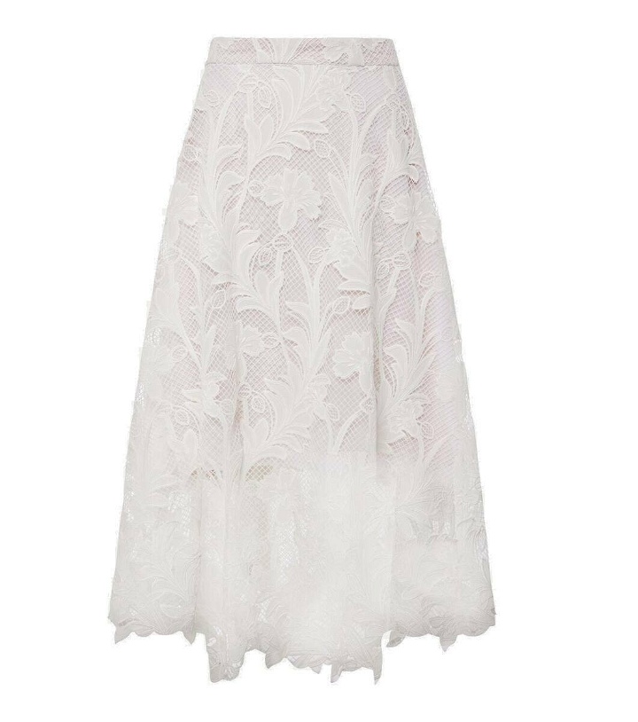 Photo: Oscar de la Renta Floral guipure lace midi skirt