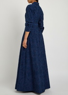 Simkhai Courtney Floral-jacquard Belted Cotton-blend Gown Navy