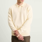 Percival Men's Verso Long Sleeve Knitted Polo in Ecru