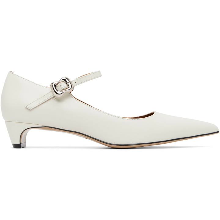 Photo: SHUSHU/TONG White Low-Heel Mary Jane Heels