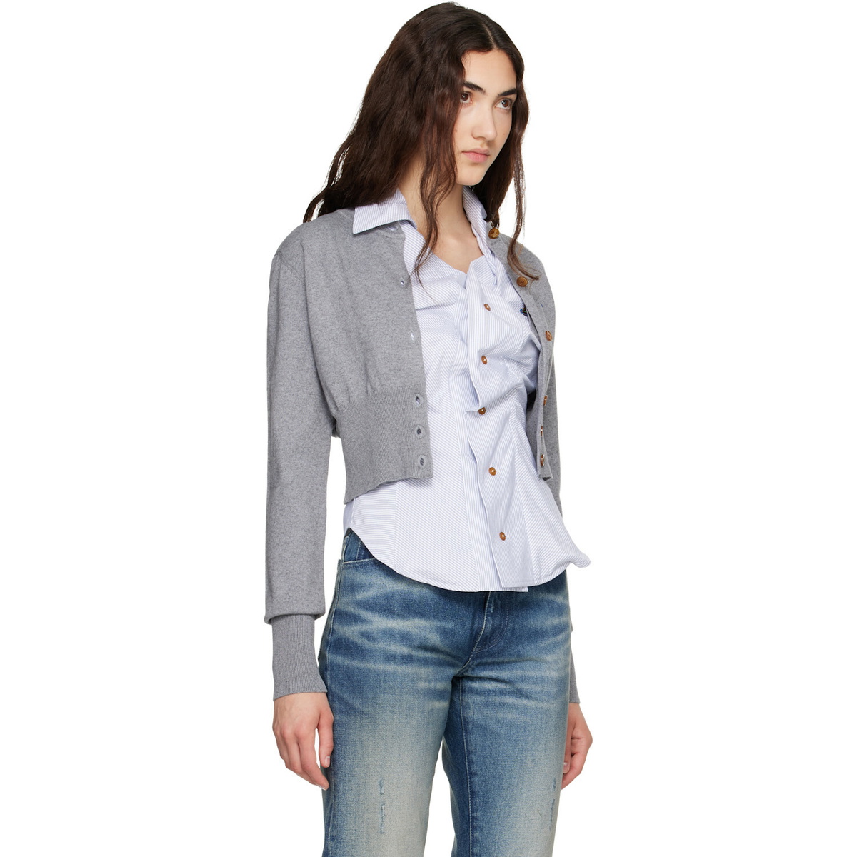 Vivienne Westwood Gray Bea Cropped Cardigan