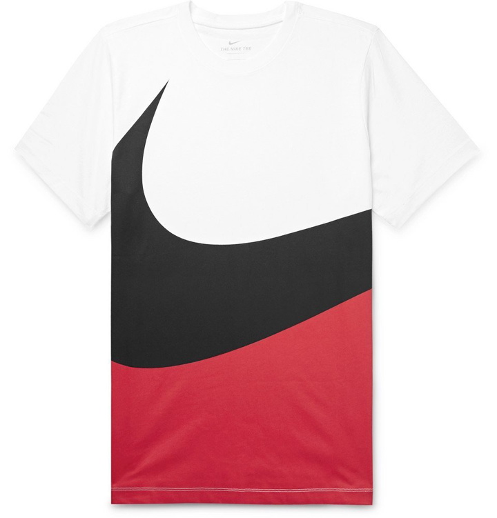 Photo: Nike - Printed Colour-Block Cotton-Jersey T-Shirt - White