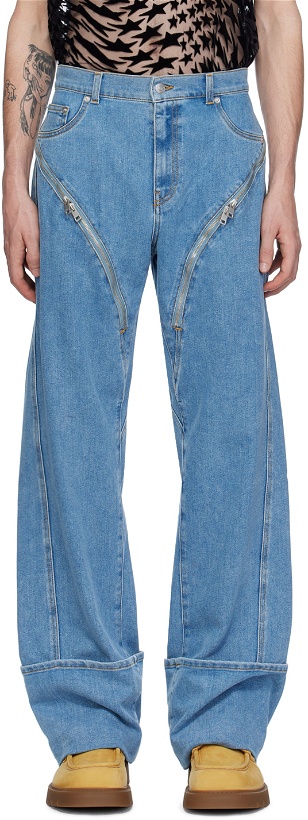 Photo: Mugler Blue Zip Jeans