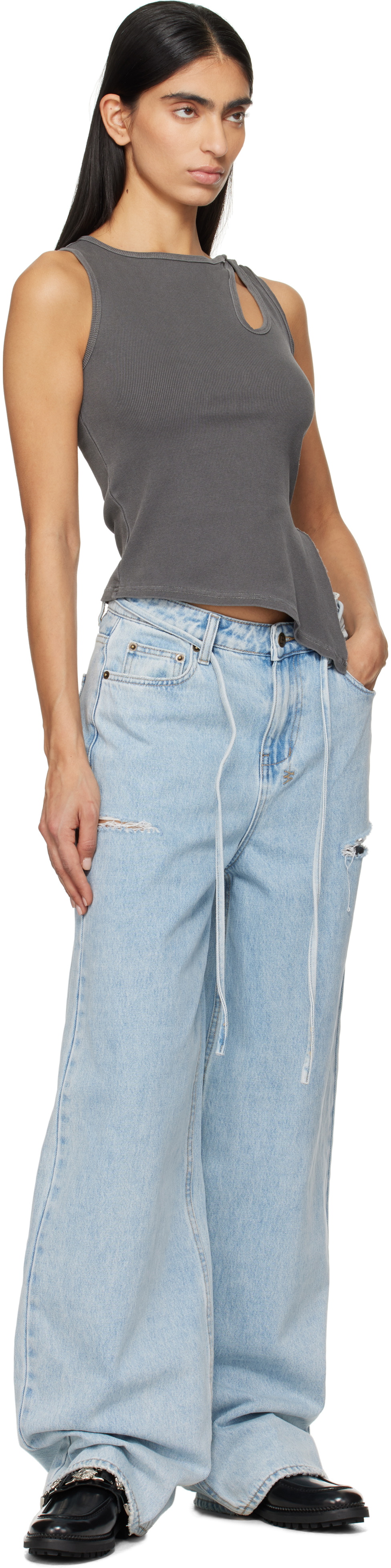【関税込み】Ksubi ブルー Baggy Rollin Kut Out ジーンズ Rollin Cut Out Baggy Jeans | Ksubi ++