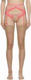 Fleur du Mal Pink Dotty Garter Belt