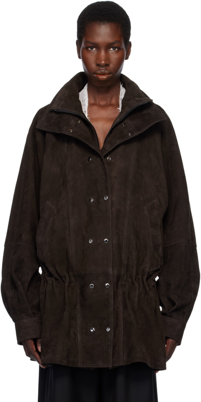 Photo: Magda Butrym Brown Cinched Leather Jacket