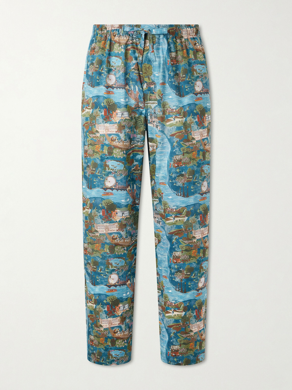 Derek Rose - Ledbury 100 Printed Cotton Pyjama Trousers - Blue