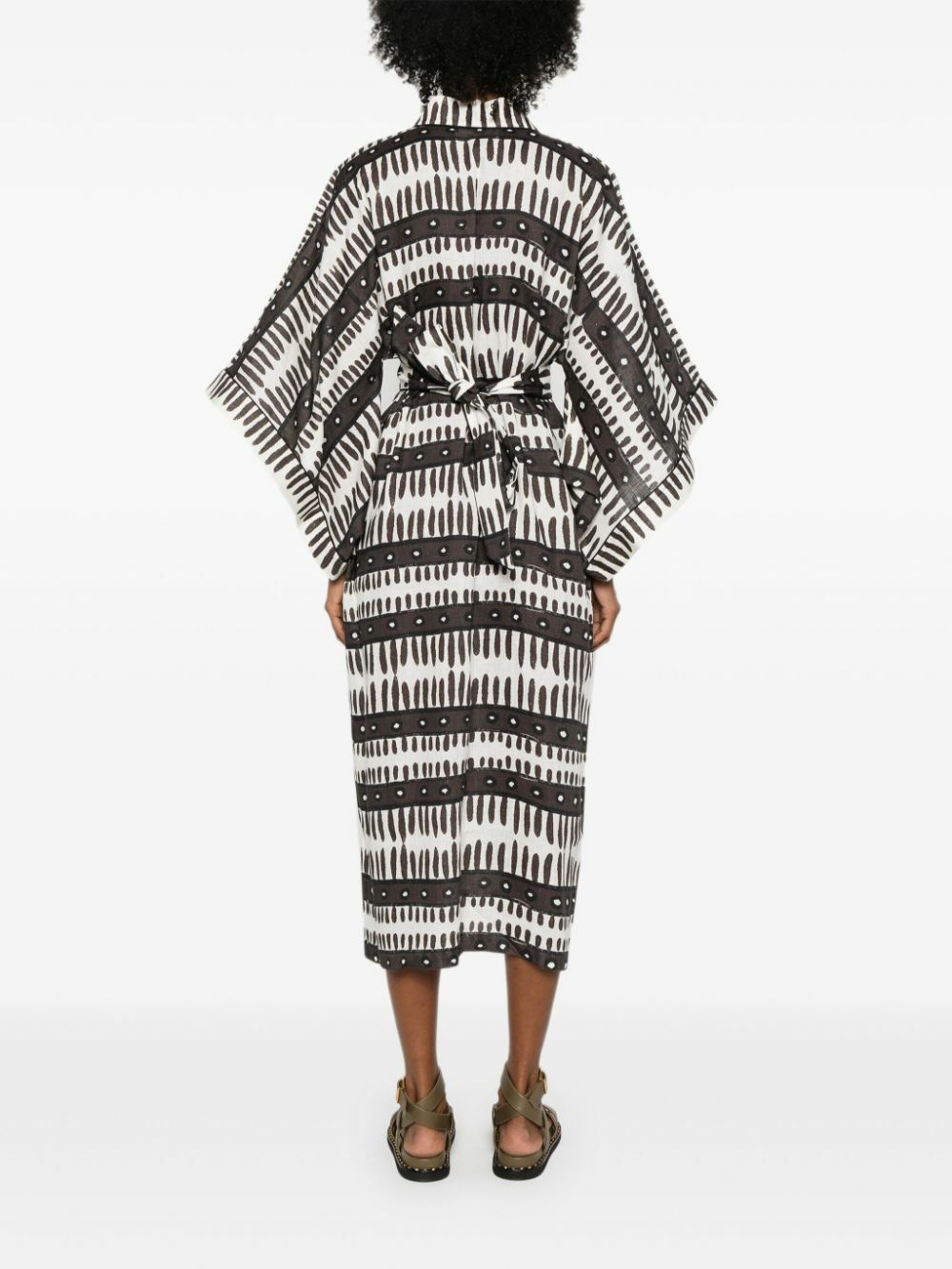 Maison La Plage Brown Kenya Belted Linen Dress