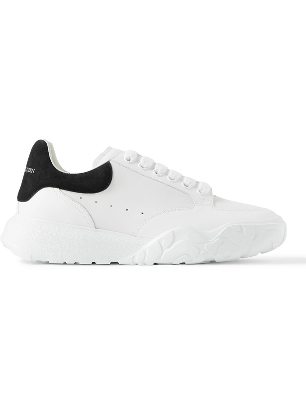 Photo: Alexander McQueen - Exaggerated-Sole Suede-Trimmed Leather Sneakers - White