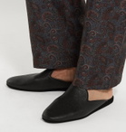 Sulka - Full-Grain Leather Slippers - Blue