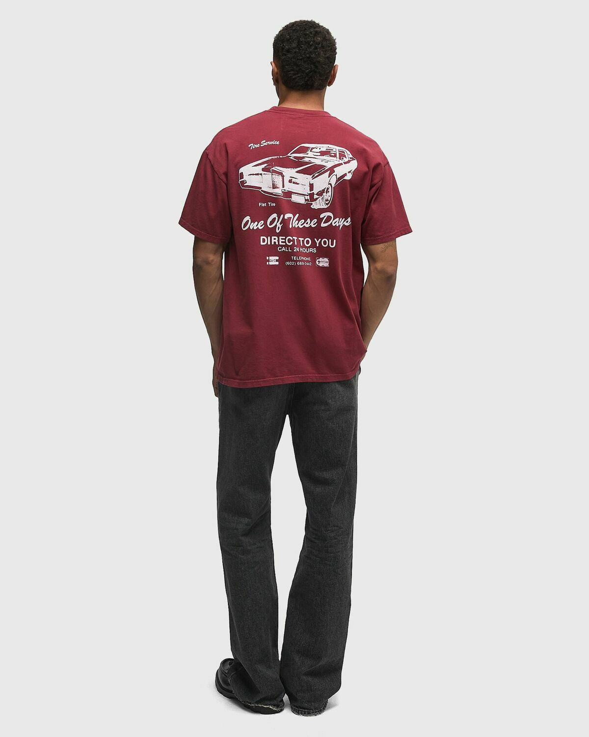 One of these Days TIRE SERVICE TSHIRT Red Mens Shortsleefe