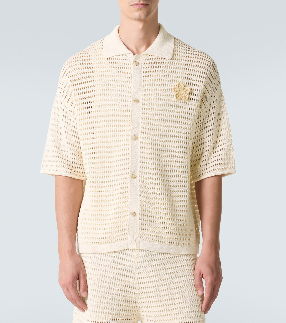 Commas Crochet floral-appliqué open-knit shirt
