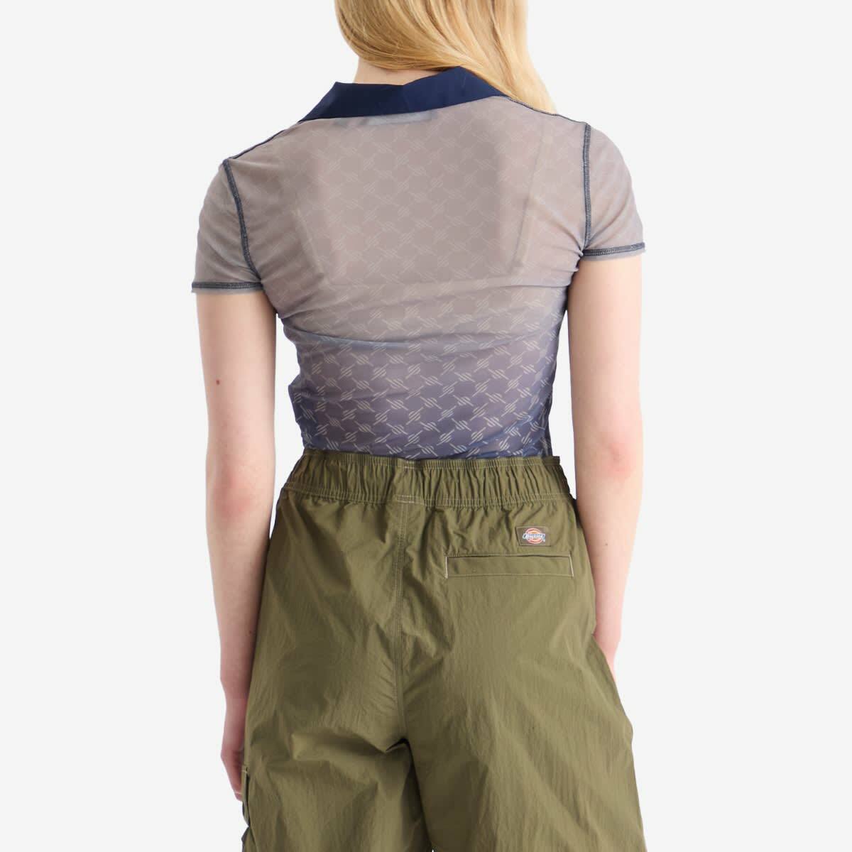 Daily Paper Women's Mesh Monogram Polo Top in Blue