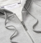 Thom Browne - Striped Loopback Cotton-Jersey Zip-Up Hoodie - Gray