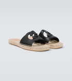 Gucci - Interlocking G leather and jute slides