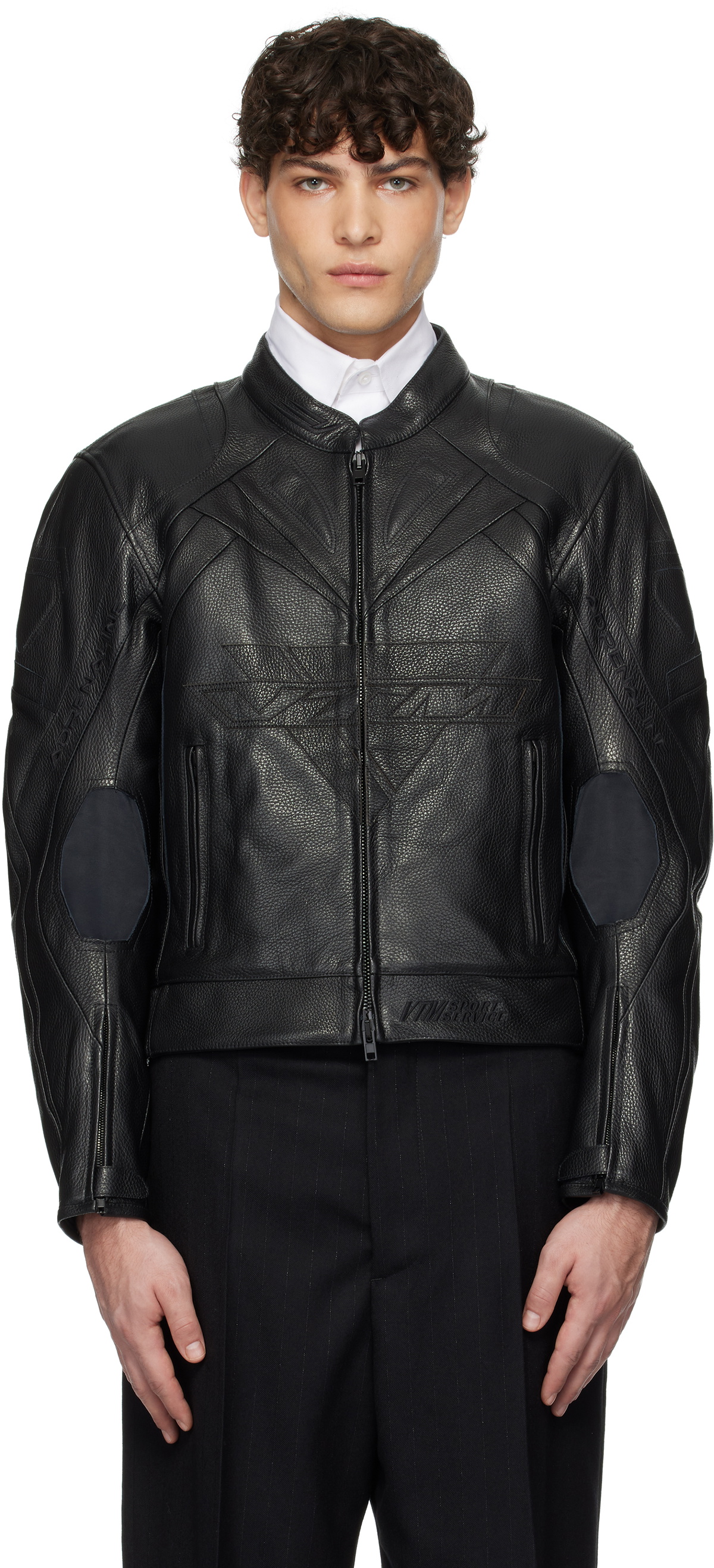 VETEMENTS Black Pro Racing Leather Jacket Vetements