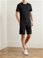 Paul Smith - Straight-Leg Grosgrain-Trimmed Cotton-Jersey Drawstring Shorts - Black