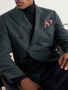 Mr P. - Double-Breasted Woven Wool, Silk and Linen-Blend Blazer - Green