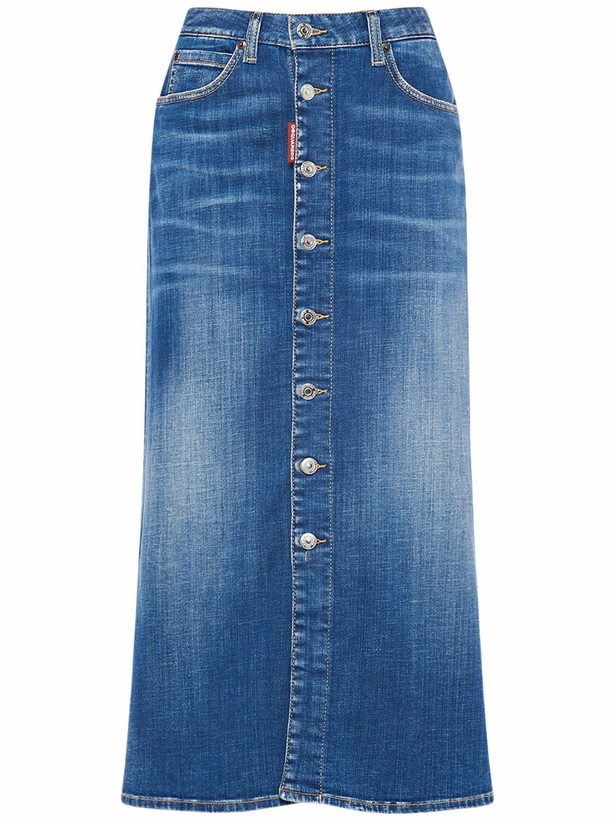 Photo: DSQUARED2 - Denim Midrise Midi Skirt W/ Buttons