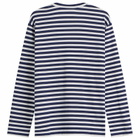 Comme des Garçons Play Stripe Red Heart Emblem Long Sleeve T in Navy White