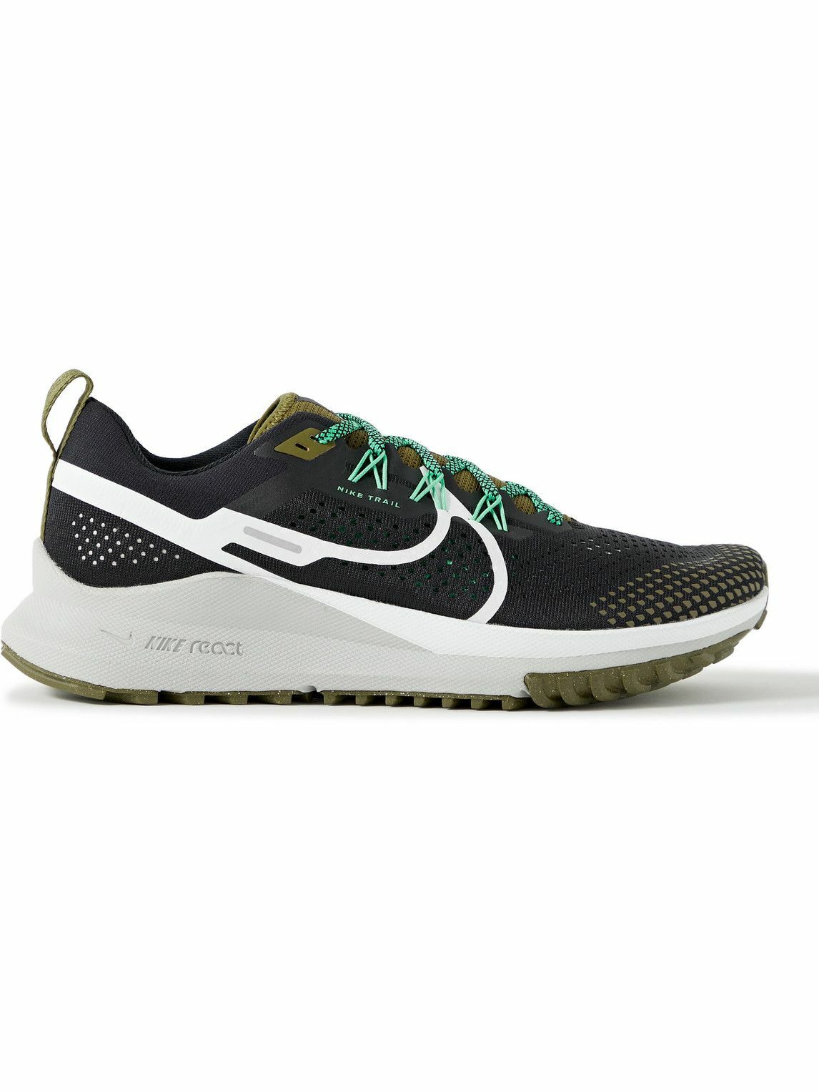 Nike Running React Pegasus Trail 4 Rubbier Trimmed Mesh Sneakers Black