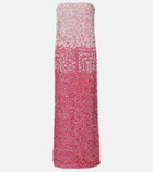 Là Fuori Floral sequined silk gown