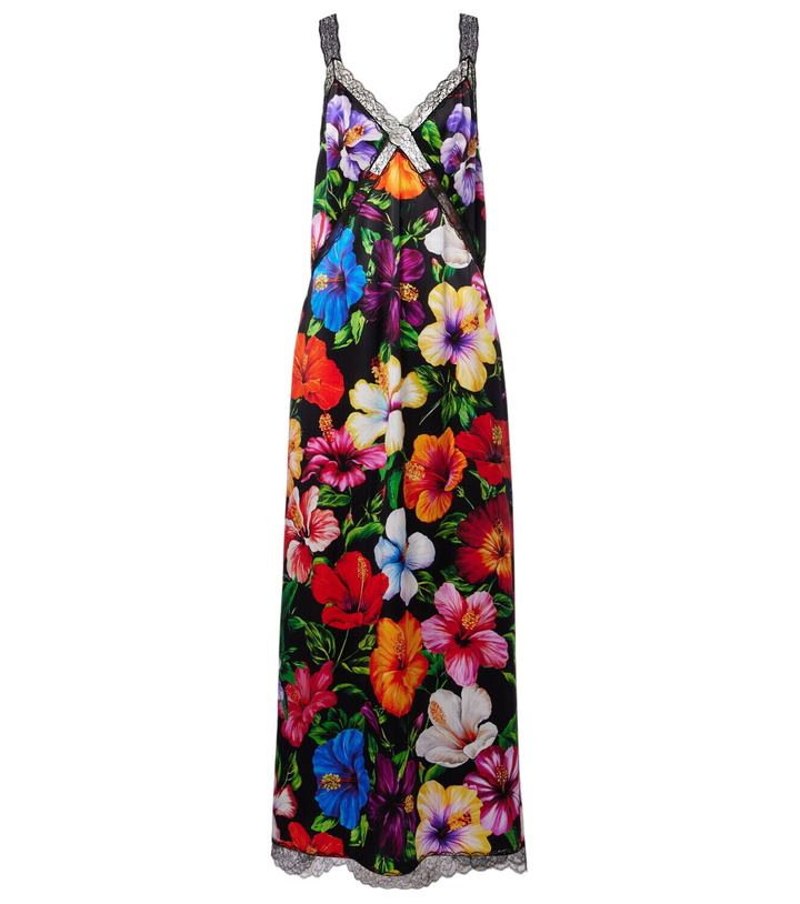 Photo: Dolce&Gabbana Floral lace-trimmed silk-blend maxi dress