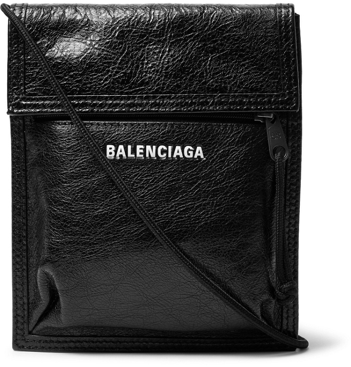 Photo: Balenciaga - Arena Logo-Print Creased-Leather Messenger Bag - Black