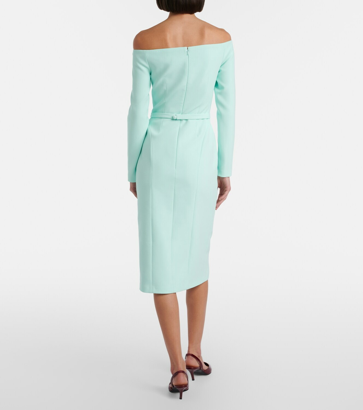 Safiyaa Jay floral-appliqué crêpe midi dress