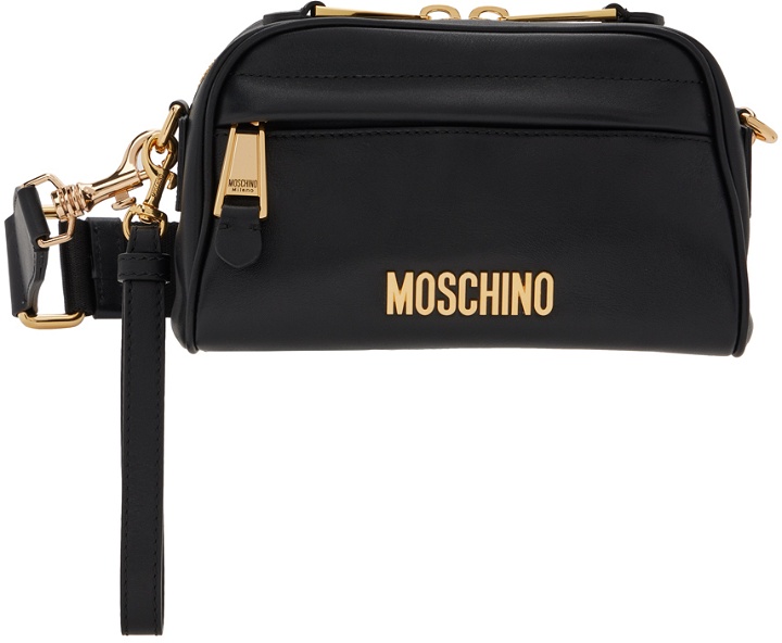 Photo: Moschino Black Logo Plaque Bag