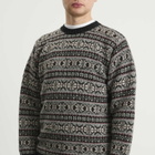 Jamieson's of Shetland Men's Jamiesons of Shetland Fair Isle Crew Knit in New Pattern Black/Pink