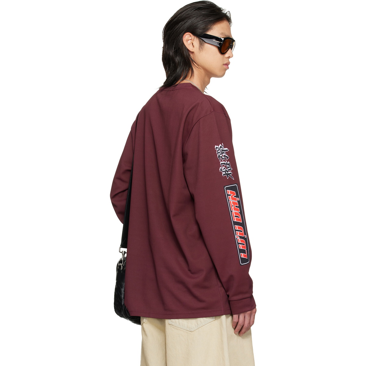 LU'U DAN Burgundy Oversized Long Sleeve T-shirt