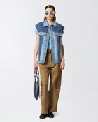Pinko Sleeveless Denim Jacket With Mini Studs Mid Wash