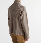 Deveaux - Justin Ribbed Wool and Cashmere-Blend Rollneck Sweater - Brown