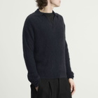 Auralee Men's Baby Suri Alpaca Sheer Knit Skipper Polo in Navy