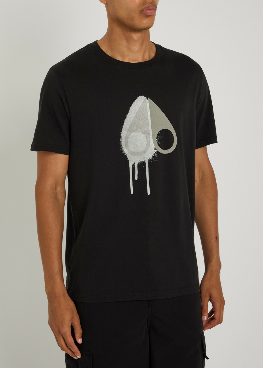 Moose Knuckles Augustine Drip Printed Cotton T-shirt Black