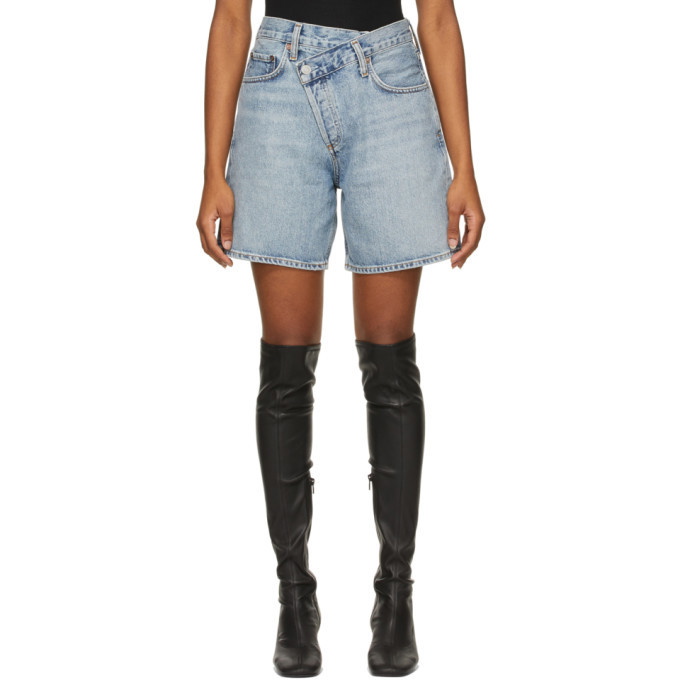 Photo: AGOLDE Blue Denim Criss Cross Upsized Shorts