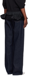 Dries Van Noten Black Ruffled Cotton Waist Belt