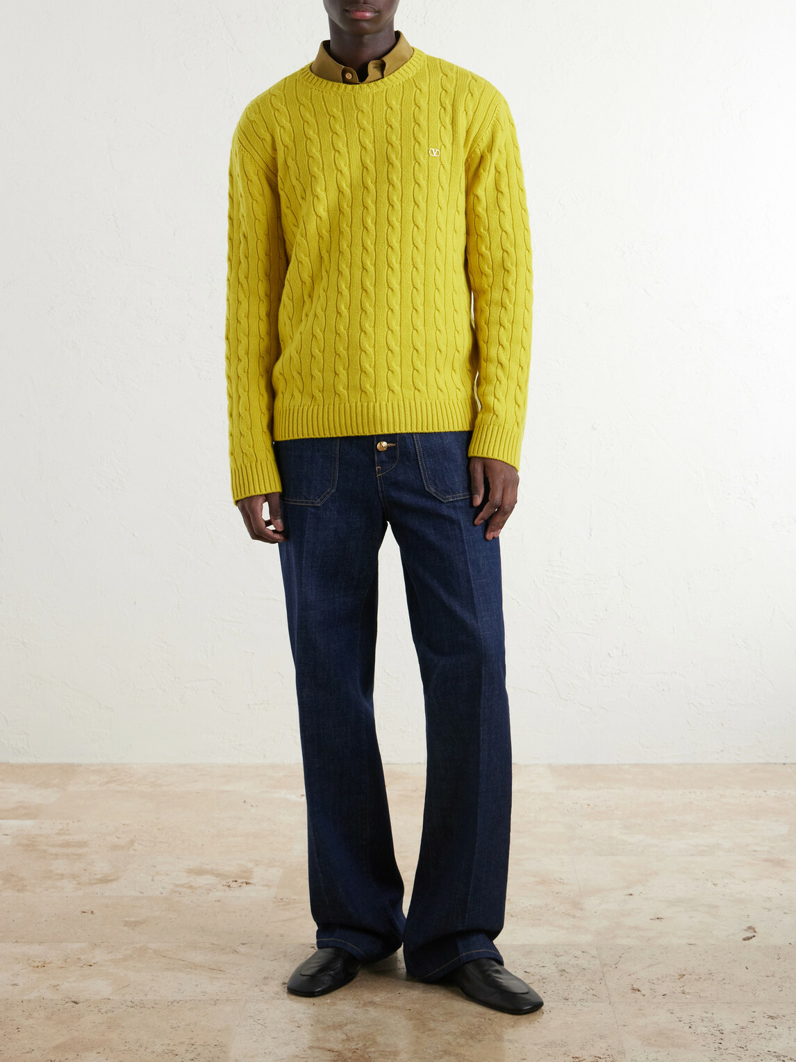 Valentino Garavani - VLogo-Embellished Cashmere Sweater - Yellow